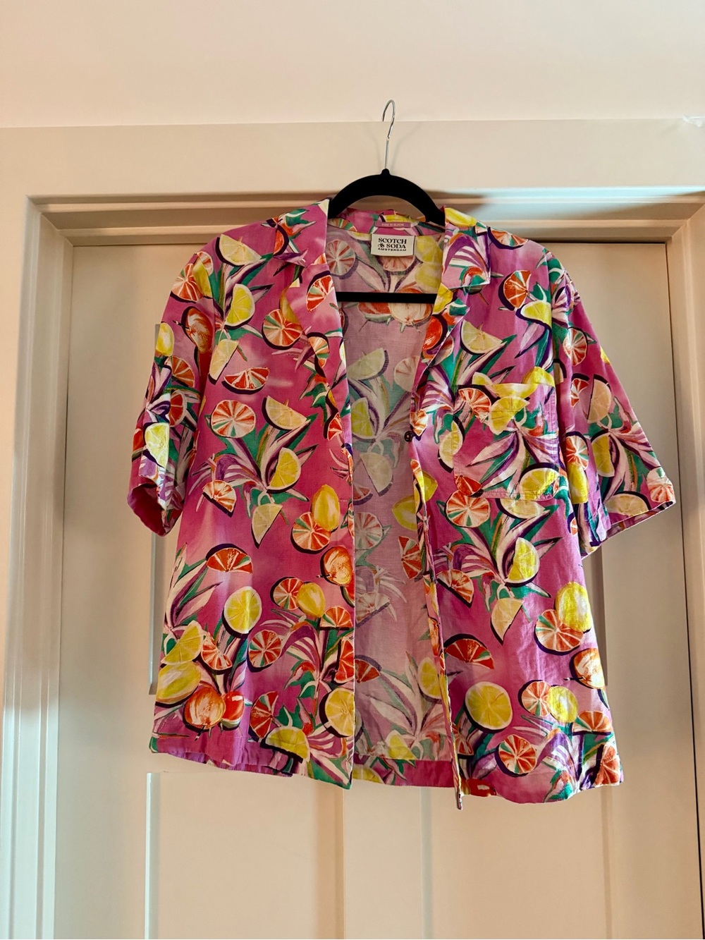 Scotch & Soda Pink Citrus Print Short Sleeve Blouse